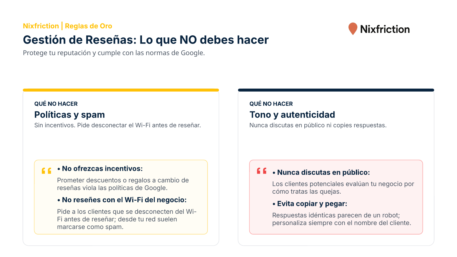 Gestión de Reseñas: Lo que NO debes hacer